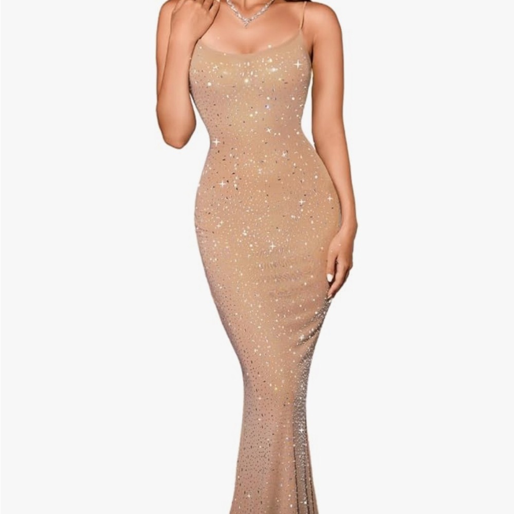 Sparkling Beige Maxi Dress